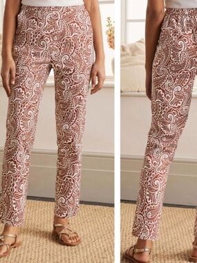 Boden Danby Pull On Trouser Pants in Red Oak Paisley Print 8R